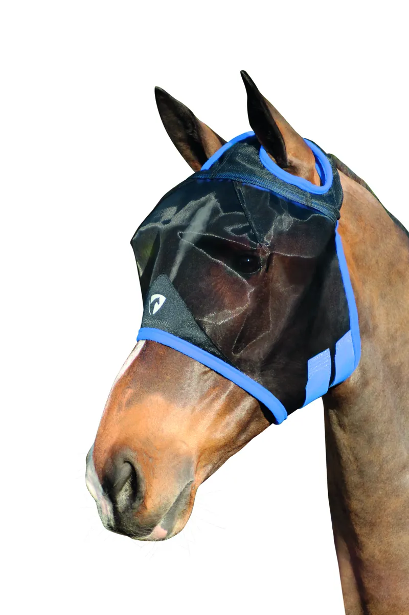 Hy Equestrian Mesh Half Mask Without Ears - Black/Palace Blue